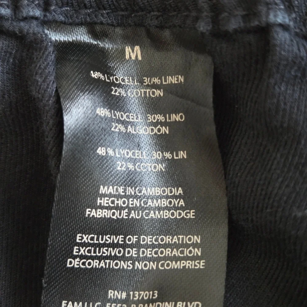 Banana Republic Black Linen Blend Stretch Waist Tapered Pants Womens Medium